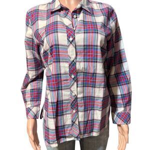 Talbots Multicolor Plaid Cotton long sleeve button down Shirt Mp